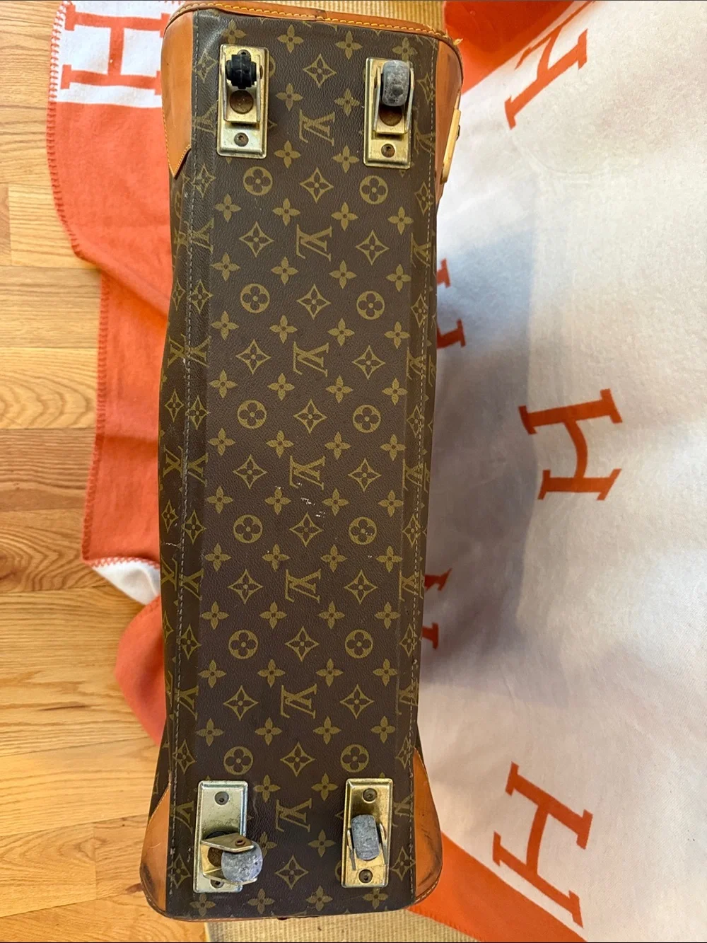 Louis Vuitton Monogram Canvas Suitcase with Tan Trim, Look at Photos